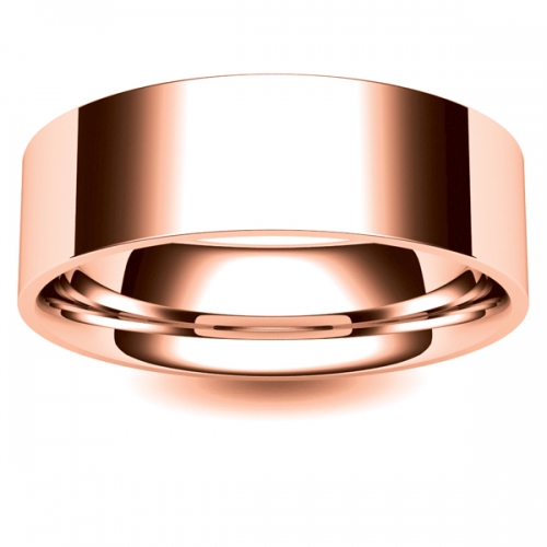 Flat Court Very Heavy -  7mm (FCH7-R) Rose Gold Wedding Ring